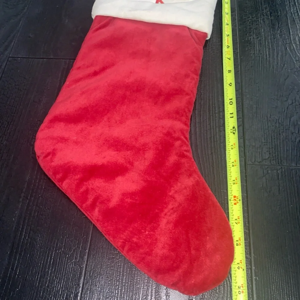 Pottery Barn Letter K Monogram‎ Christmas Stocking Red Velvet